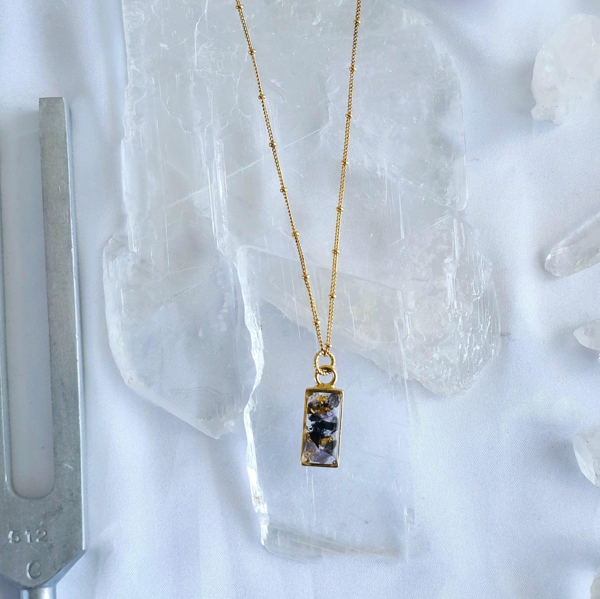 Mini Celestial Crystal and Glass Rectangle Necklaces - All Cheri's Intriguing Crystals LLCNecklace