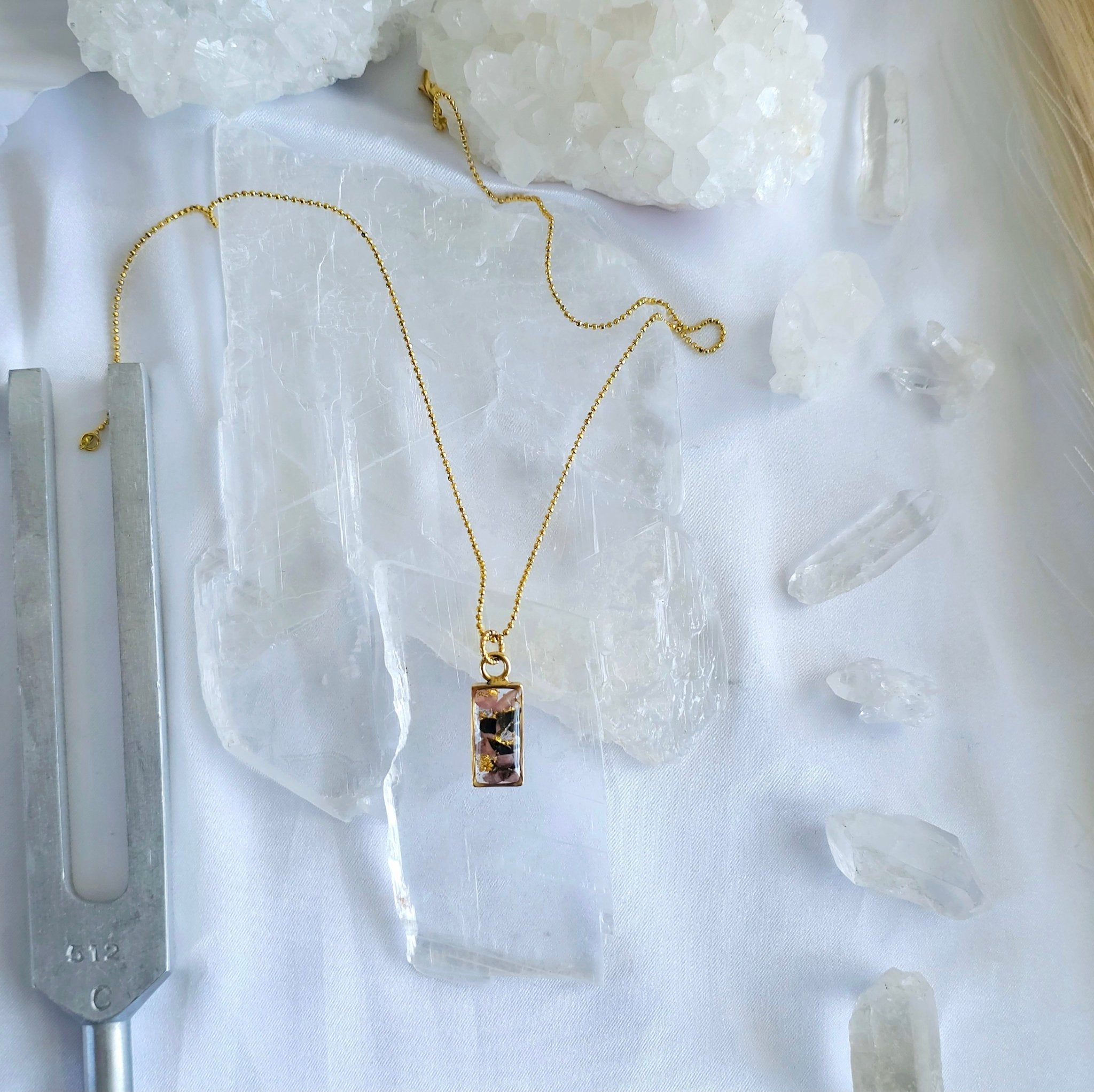 Mini Celestial Crystal and Glass Rectangle Necklaces - All Cheri's Intriguing Crystals LLCNecklace