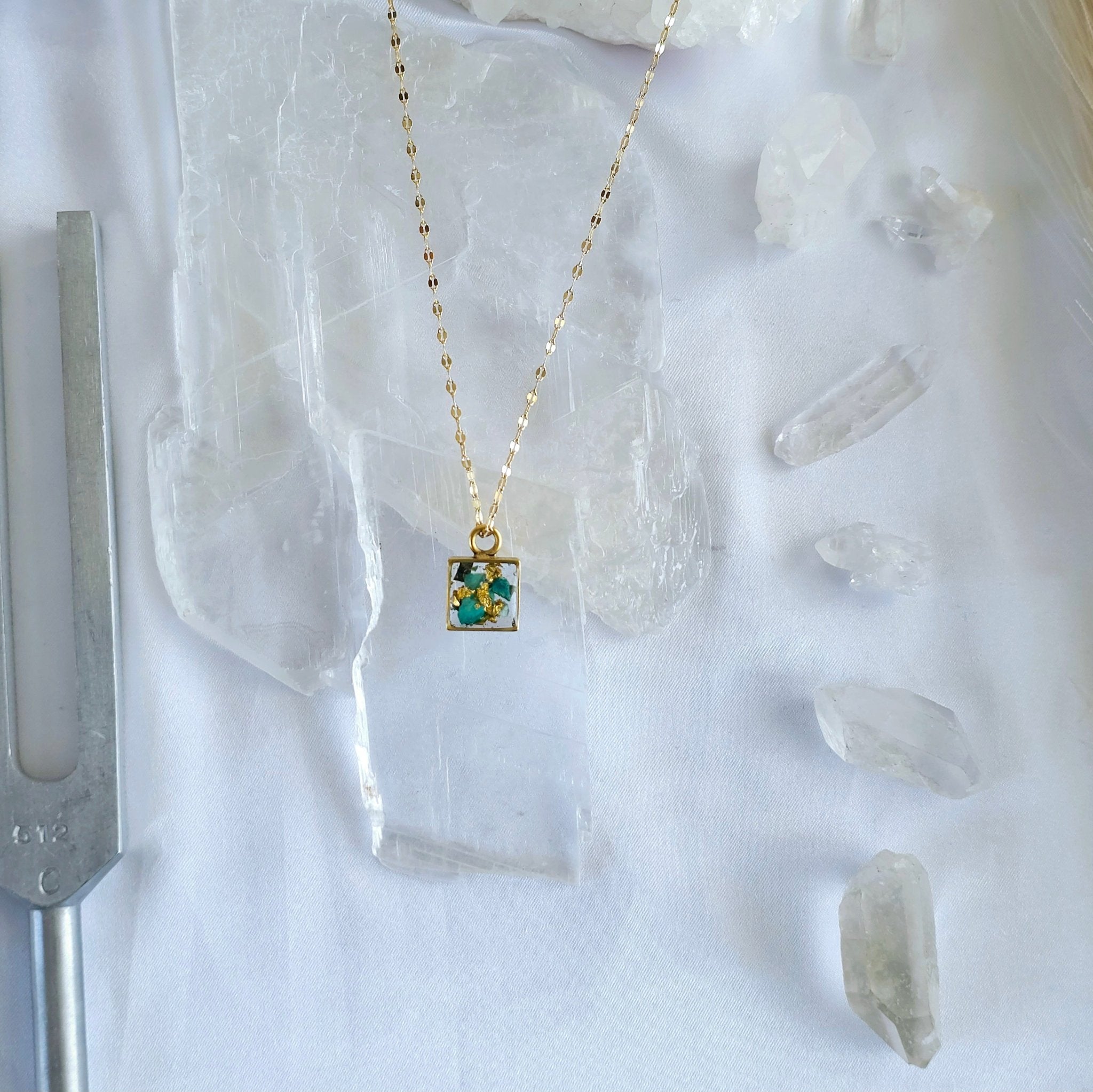 Mini Celestial Crystal and Glass Square Necklaces - All Cheri's Intriguing Crystals LLCNecklace